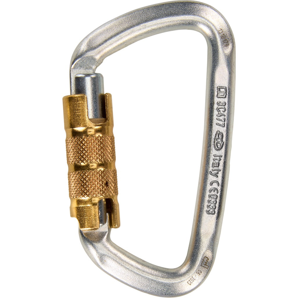 Climbing Technology D Shape Steel Triple Lock Carabiner